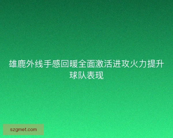 雄鹿外线手感回暖全面激活进攻火力提升球队表现